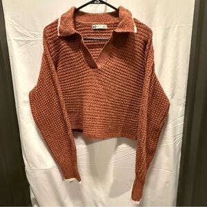 SO Women's V-Neck Sweater in Rust